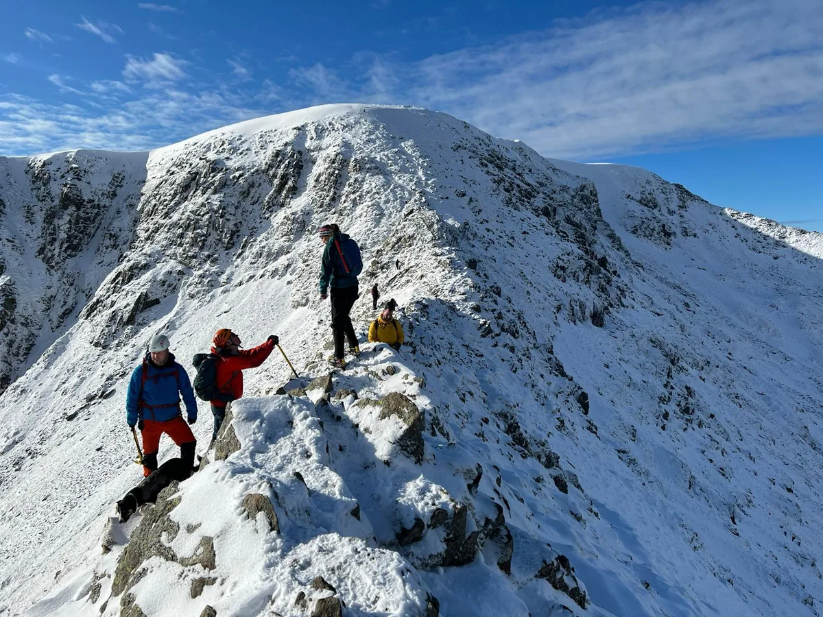Winter group on a snowy ridge