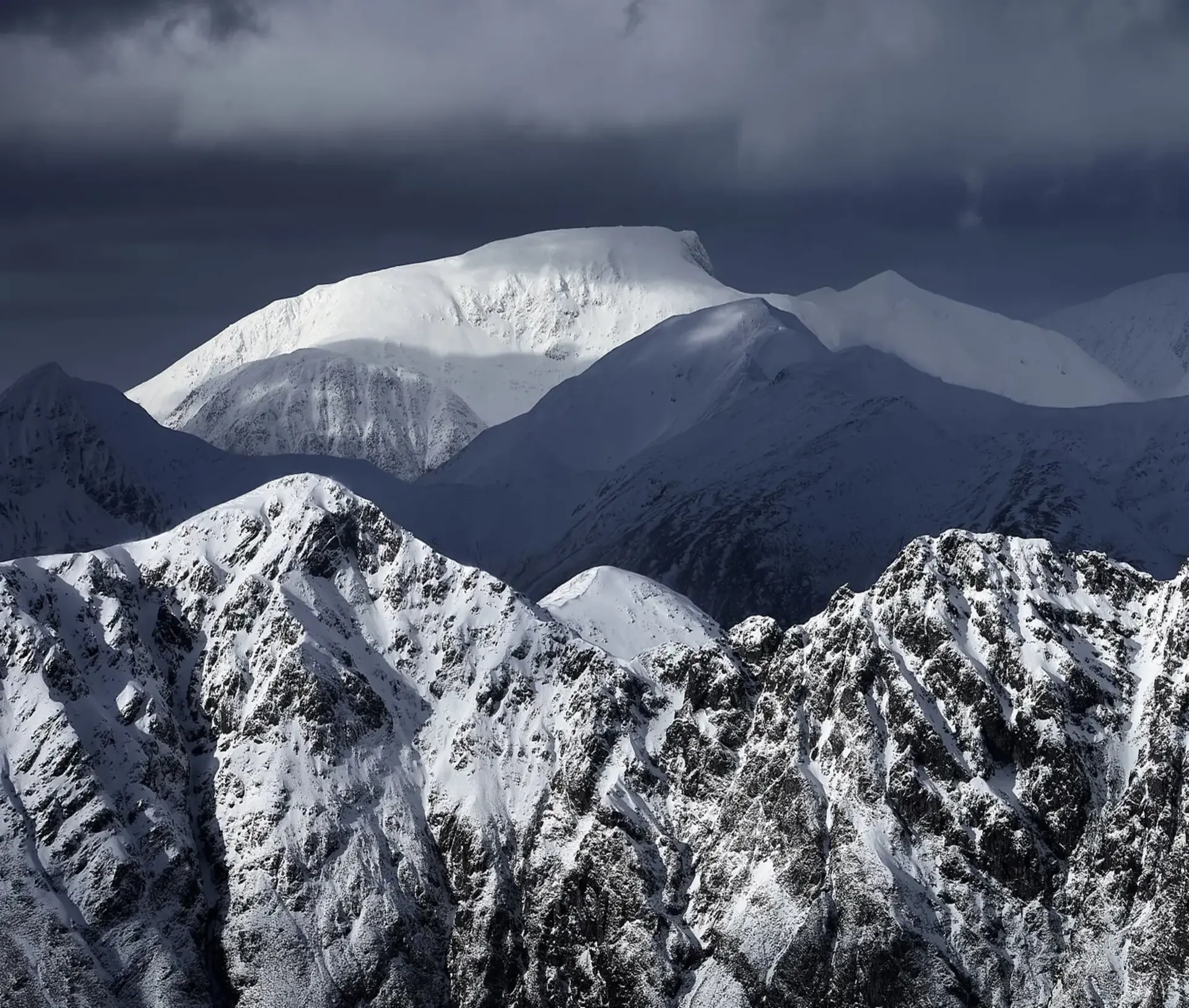 Scottish mountain ridge in winter