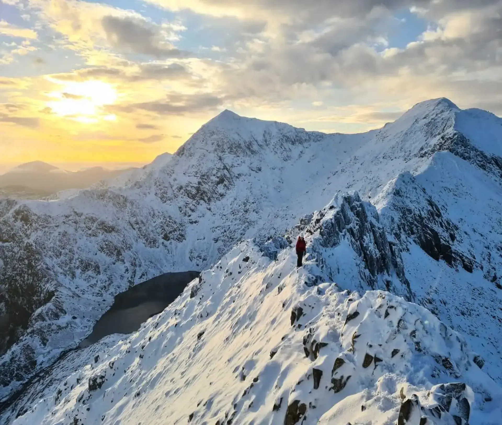 Welsh mountain ridge in winter